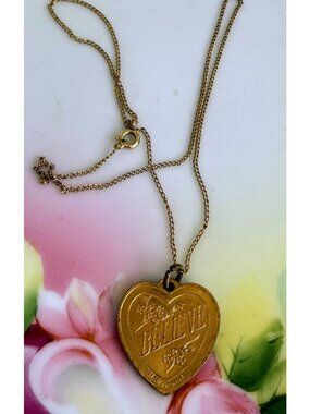 Antique Victorian Sunday School Prize Medal NPO Belfast Heart 12K GF Chain